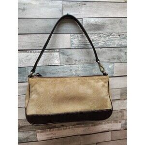 VTG Coach Hampton Tan & Brown 90s Suede Leather Demi Shoulder Bag